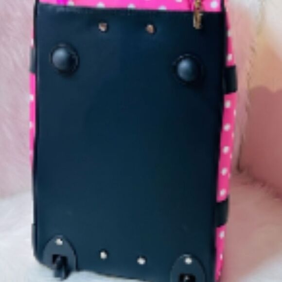 Disney Minnie Mouse Bow Logo Polka-Dot Rolling Duffel Bag - Picture 4 of 7